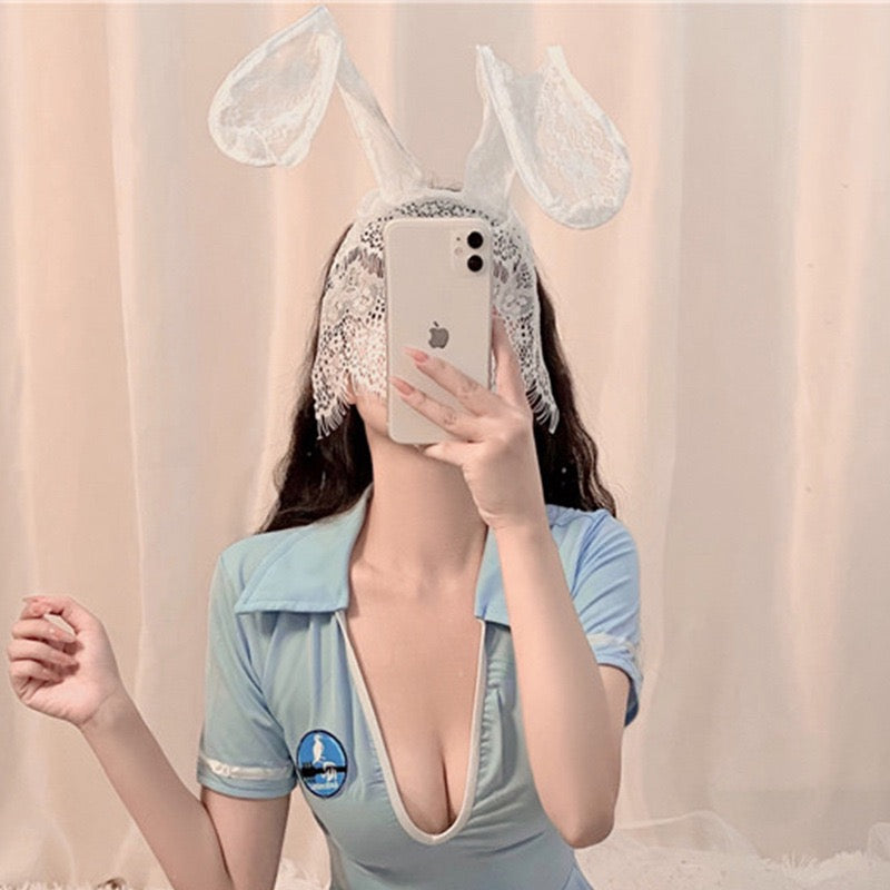 Long bunny ears veil headband