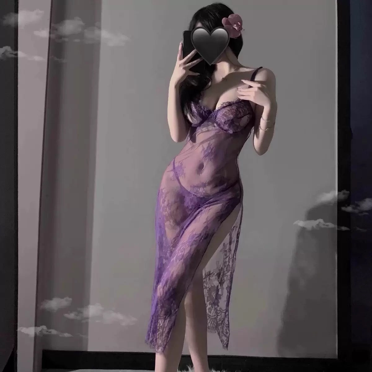 Midnight Bloom Sheer Lingerie