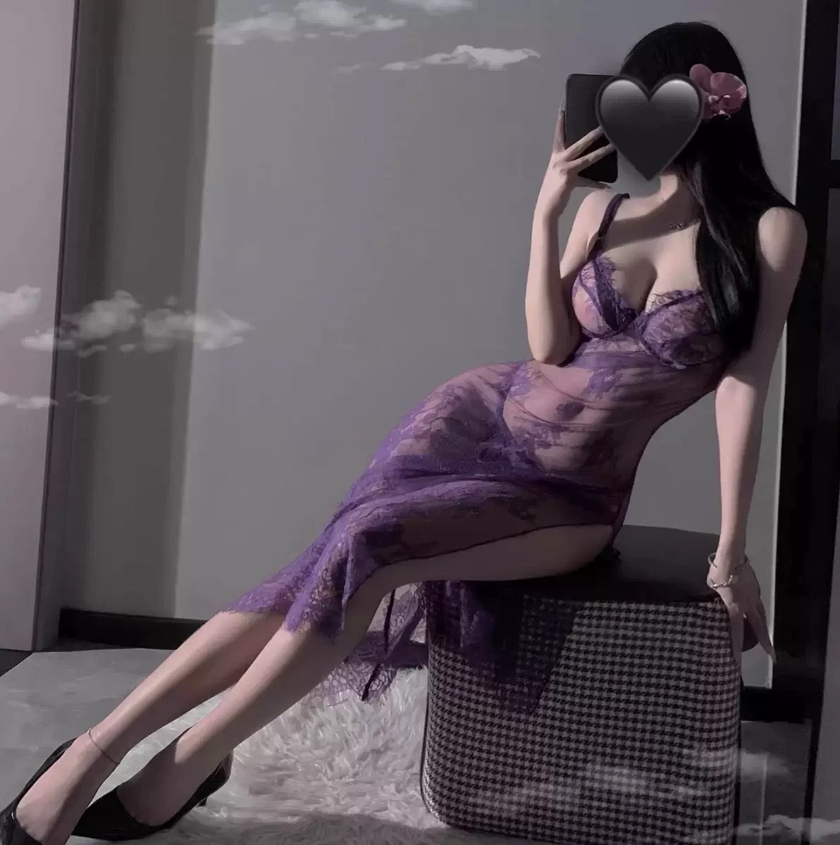 Midnight Bloom Sheer Lingerie