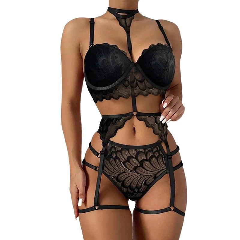 Three piece see through bra