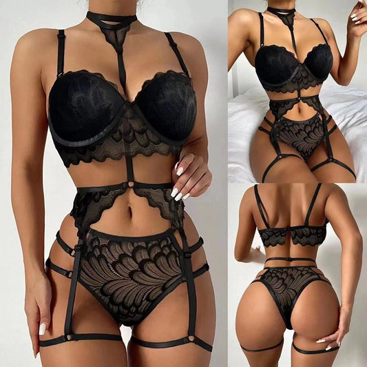 Three piece see through bra
