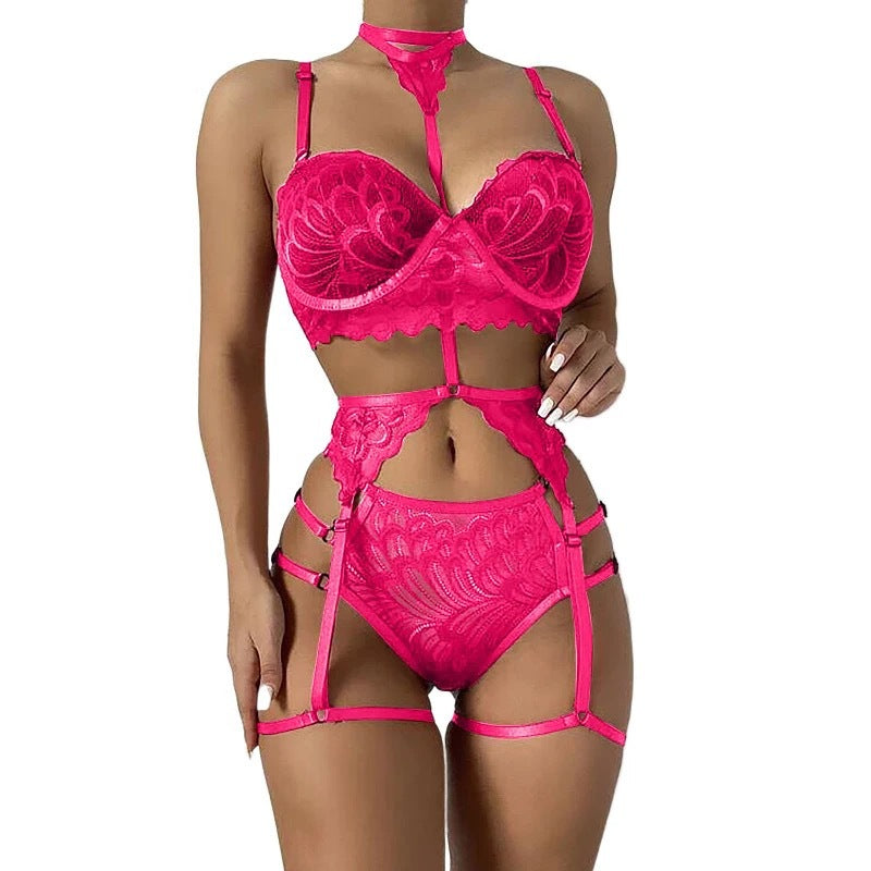 Three piece see through bra